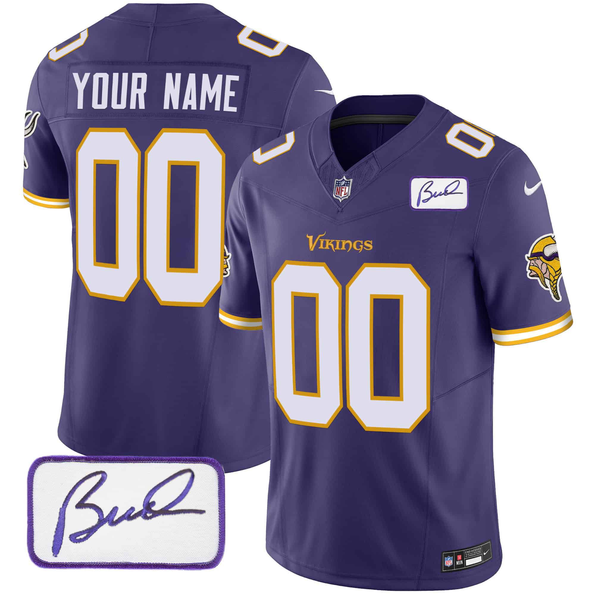 Men Minnesota Vikings Purple 2024 Nike Bud Grant Patch Classic Limited Custom NFL Jersey style 5